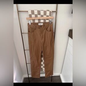 Abercrombie The 90's Straight Ultra High Rise Brown Leather Pants Size 2/26